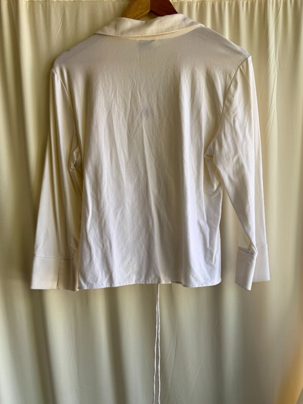 Vintage White Ruched Drawstring Collared Top i C E  (Large) - Picture 3 of 4
